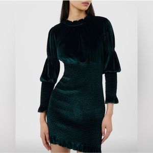 - French Connection Emerald Green Velour Long Sleeve Body con Dress. Siz…
